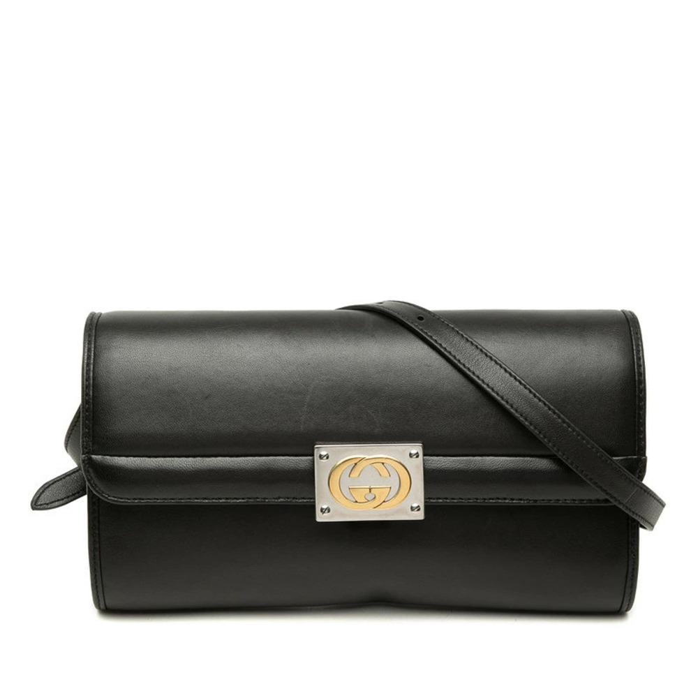 Gucci Interlocking G Crossbody Bag Black Leather